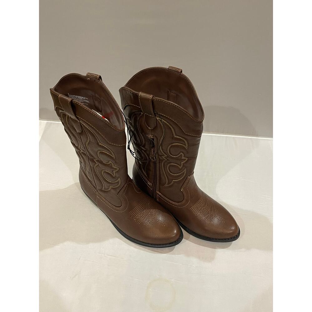 Cat & Jack Brown Embroidered Western Boots Kids Youth 3 - Picture 3 of 8